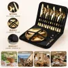 16-piece golden tableware set, stainless steel spoons, forks and knives, home Western cuisine gift box full image